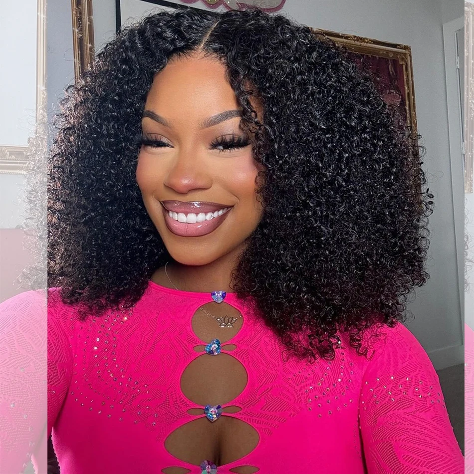 Jegomo Hair & Beauty curly lace front wig styled on a model